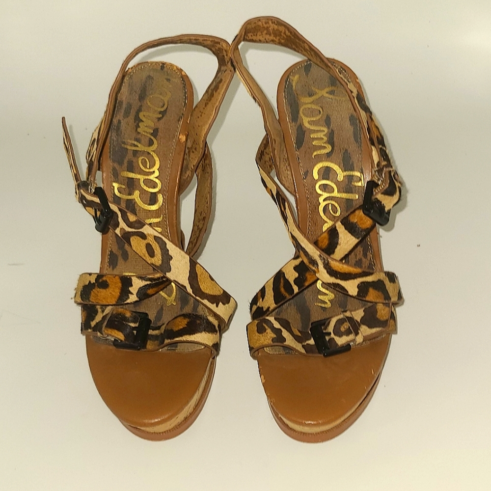 Sam Edelman Leopard Print leather Wedges size 9.5